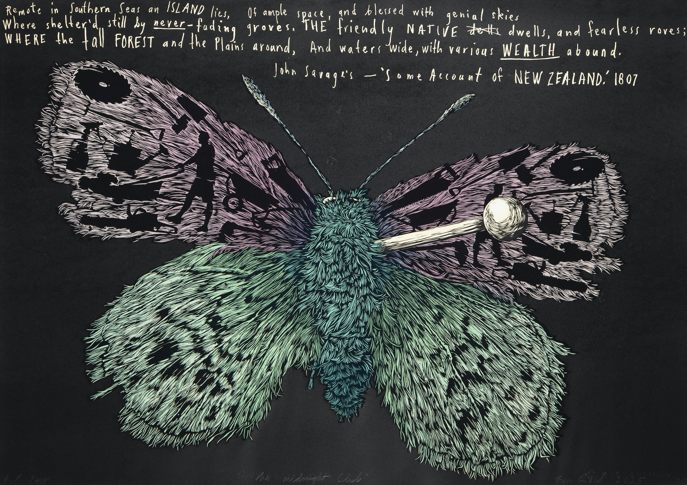 Ben Reid, The Midnight Club, 2025, Pinkwood, Works on Paper